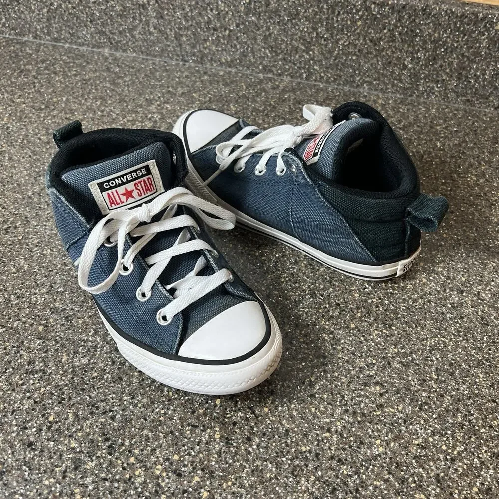 Converse All Star Kids Youth 2 Blue Canvas Mid Top Lace Up Padded Tongue Sneaker